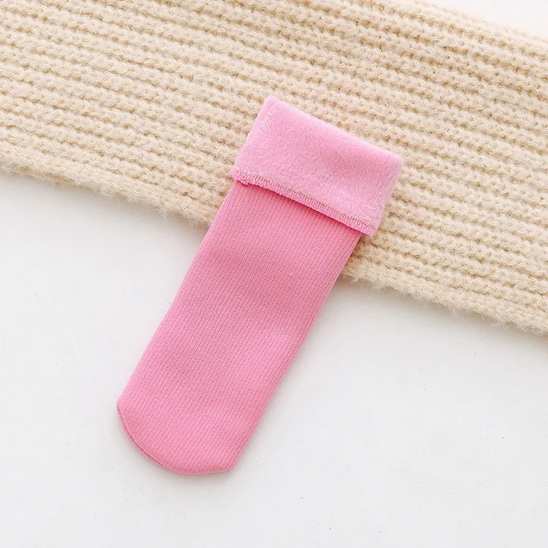 Rose Red KingDeng Зима Держать Теплые Носки Детей Harajuku Пушистый Искусство Блеск Мода Неон Анти-Скольжения Хлопок Детский Носок Дизайн Моды - Цвет: Rose Red