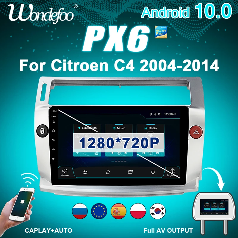 магнитола 2 din android 10 с экраном автомагнитола для Citroen C4 C Triumph четыре 2004 2009
