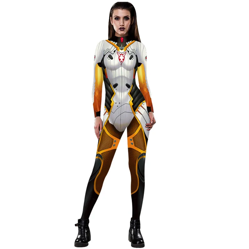 Высокое качество Косплей Overwatch DVA костюм спандекс полиэстер Zentai боди Женский полный тело Хэллоуин костюм C13301