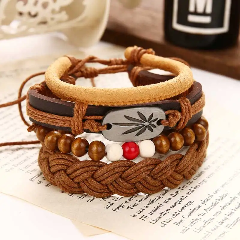 IFMIA 2019 винтажный Многослойный кожаный деревянная бусина ручной работы