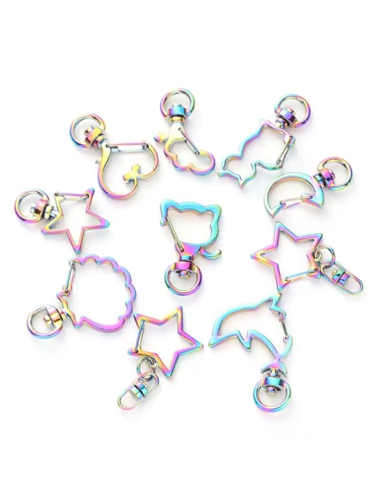 10 шт. Радужный Металлический Карабин Застежка карабин шнурок с брелоком для