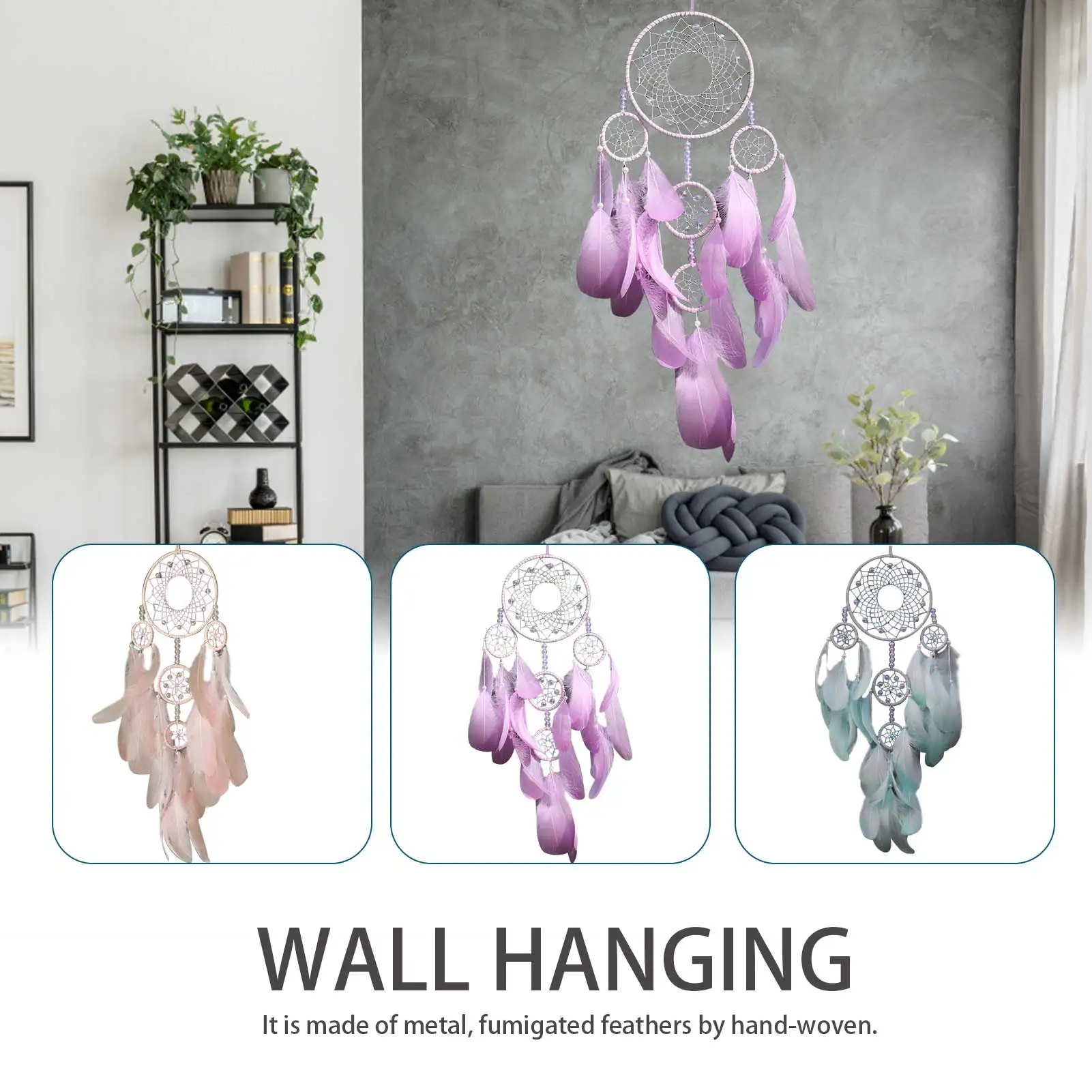 

Art Wall Hanging Fumigation Feather Decor Creative Ornaments Wind Chimes Bedroom Home Doo And Rwindow Deco Room Shop Pendant