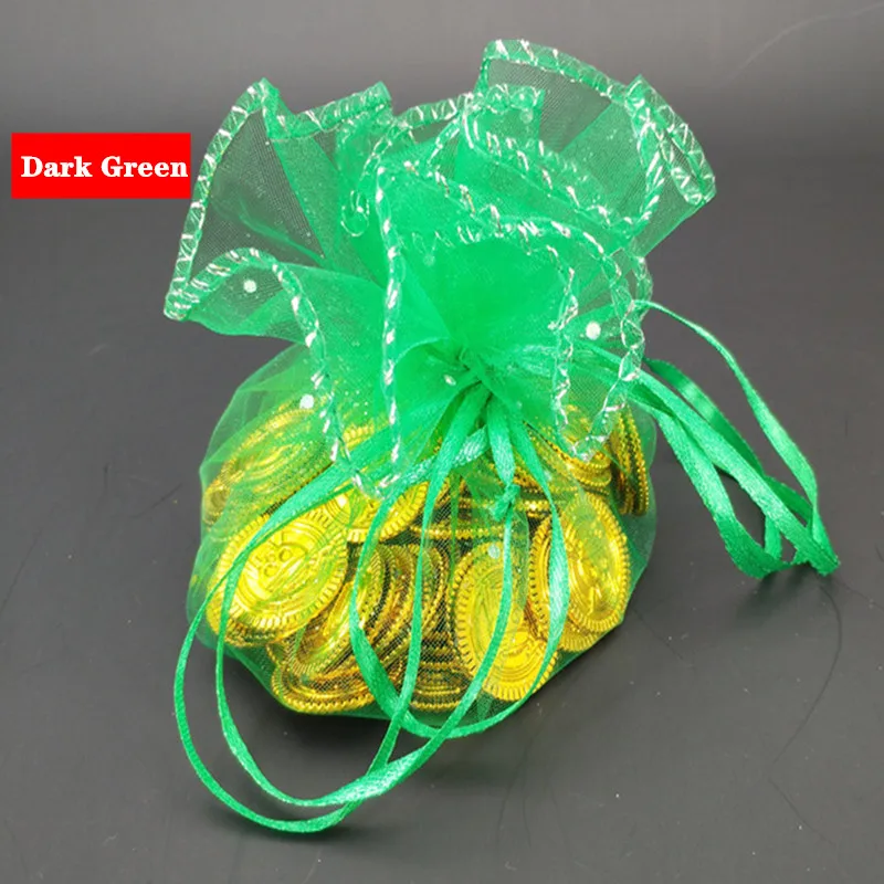 dark green 50 шт. красочные свадебные сувениры и подарки круглый мешок из органзы Ювелирные изделия мешочки Марля Элемент мешок Свадебные/единорог вечерние украшения 5Z - Цвет: dark green