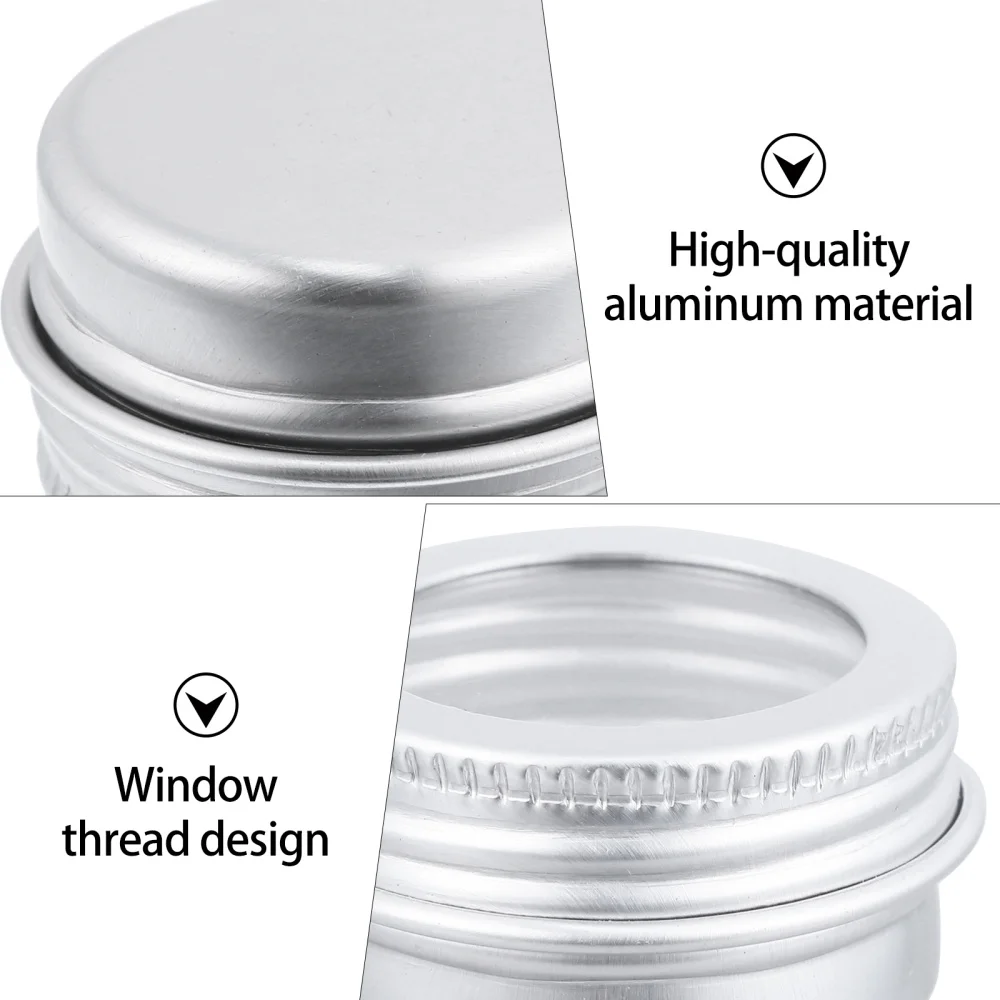 

15pcs 5ML Screw Lid Aluminum Jar Refillable Containers Clear Round Boxes