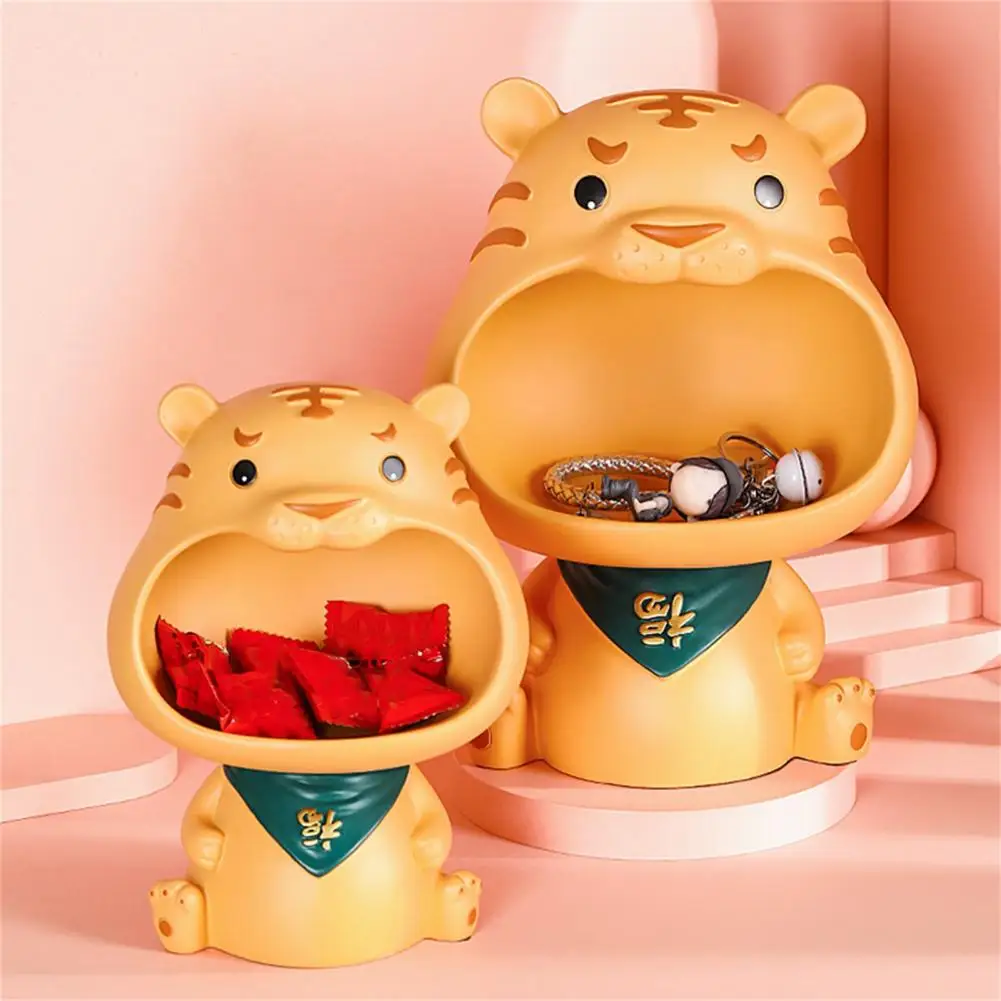 Lovely Tiger Statue Space Saving Decorative Resin Handicraft Big Mouth Storage Tray for Home Bedroom Decor | Дом и сад