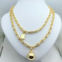 women hot selling high quality s925 sterling silver balllock u shaped necklace original brand jewelry valentines day gift co