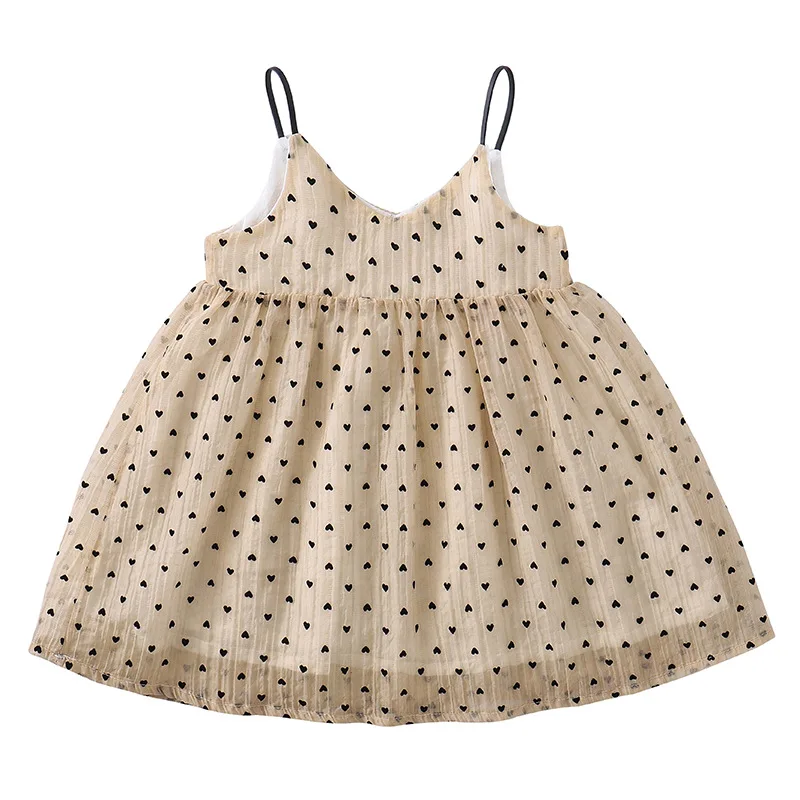 

Girls Dress summer 2021 NEW Baby Girls Love print spaghetti strap Princess Dresses Baby Sweet prom dress Kids Children Clothing