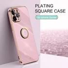 Чехол для Iphone 12, 11 Pro Max, Iphone11, 8, 7, XS, 6 S Plus, 10, X, Xr, силиконовый, с квадратным кольцом-держателем