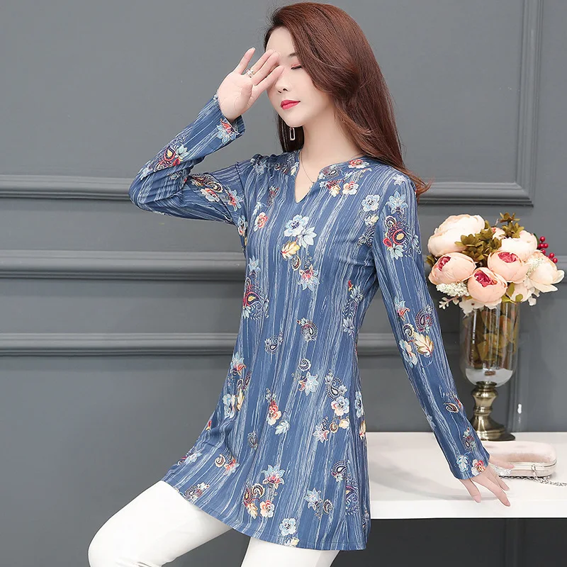 Plus Size 5XL Boho Style Women Chiffon Long Sleeve Shirts Office Ladies Work Floral Printed Blouses Loose Breathable L Shirt | Женская