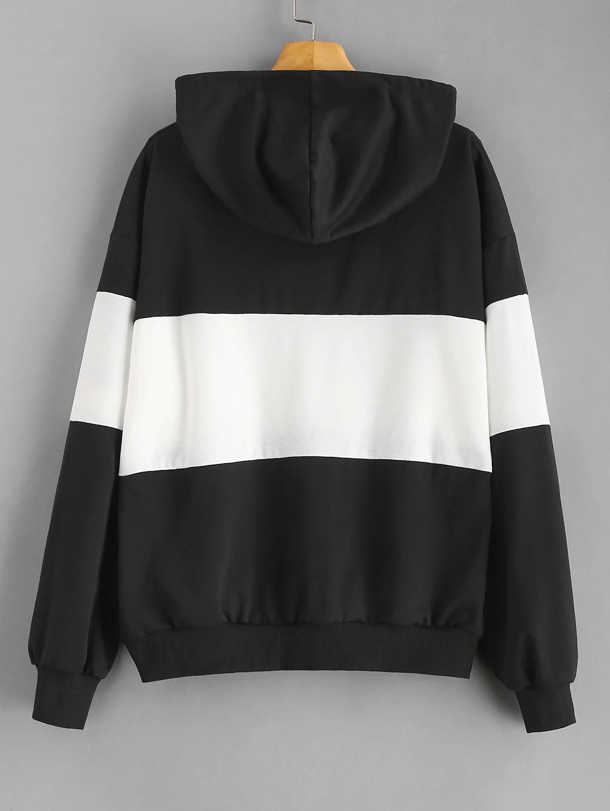 ZAFUL Black and White Hoodie Women's Sweatshirts Pullover Hooded Front Pocket Basic Long Sleeve Autumn Travel Exercise 2019 | Женская