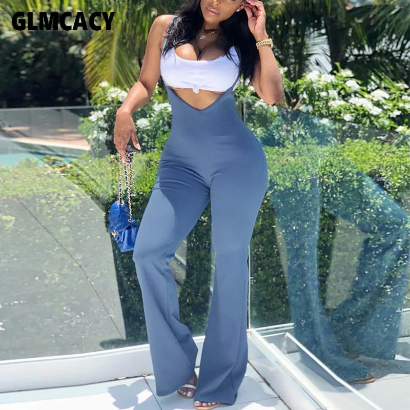 Женские Сексуальные облегающие Комбинезоны на тонких бретелях обтягивающие