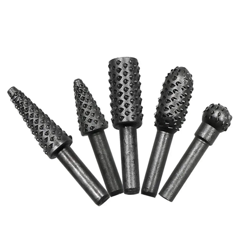 

5PCS 6mm Shank Tungsten Steel Solid Carbide Rotary Files Rasp Diamond Burrs Set Woodworking Drilling Carving Engraving Tools