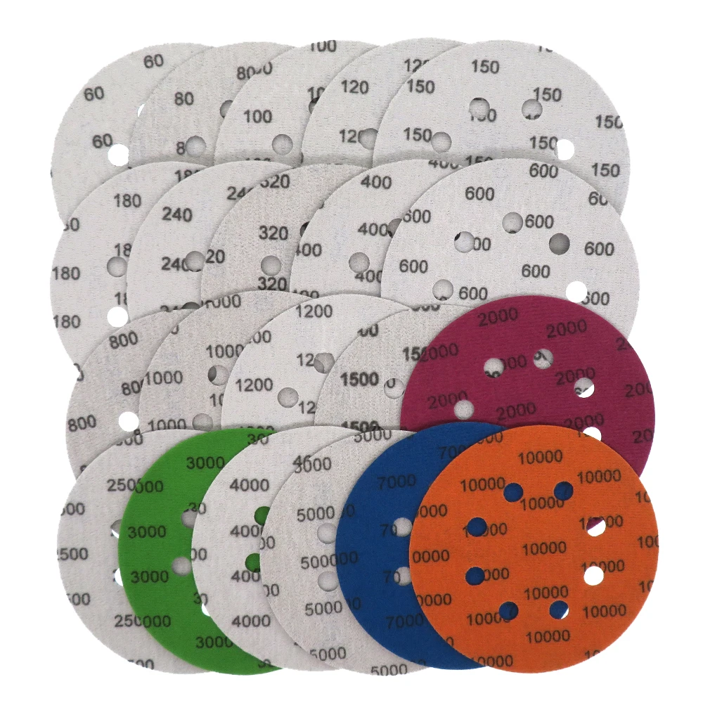 20pcs 5Inch 8Holes Sandpaper High Performance Heavy Duty Silicon Carbide Wet&ampDry Hook and Loop Sanding Discs | Инструменты