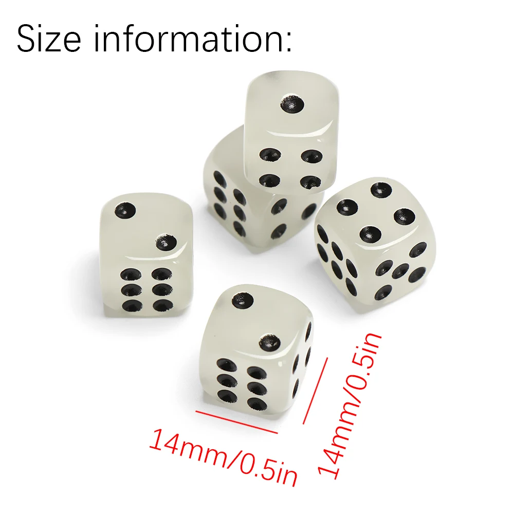 5PC 14mm 6 Sided Noctilucent Dice Cubes Night Light Luminous Dices Drinking Tools Fun Bar KTV Entertainment Game Supplies | Спорт и