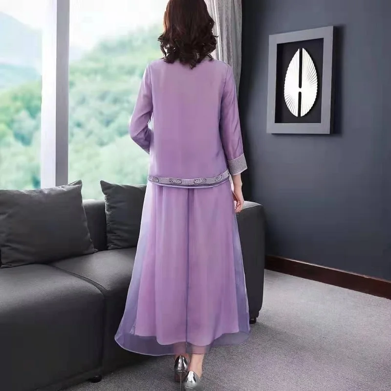 

Top Quality Designer Clothing Sets 2019 Autumn Jacket Set Women Vintage Embroidery Tops Coat+Ankle Length Long Maxi Skirt Sets