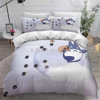 home textile cartoon anime totoro double size bedding set bed linen 3pcs comforter bedding sets duvet cover bed sheet pillowcase