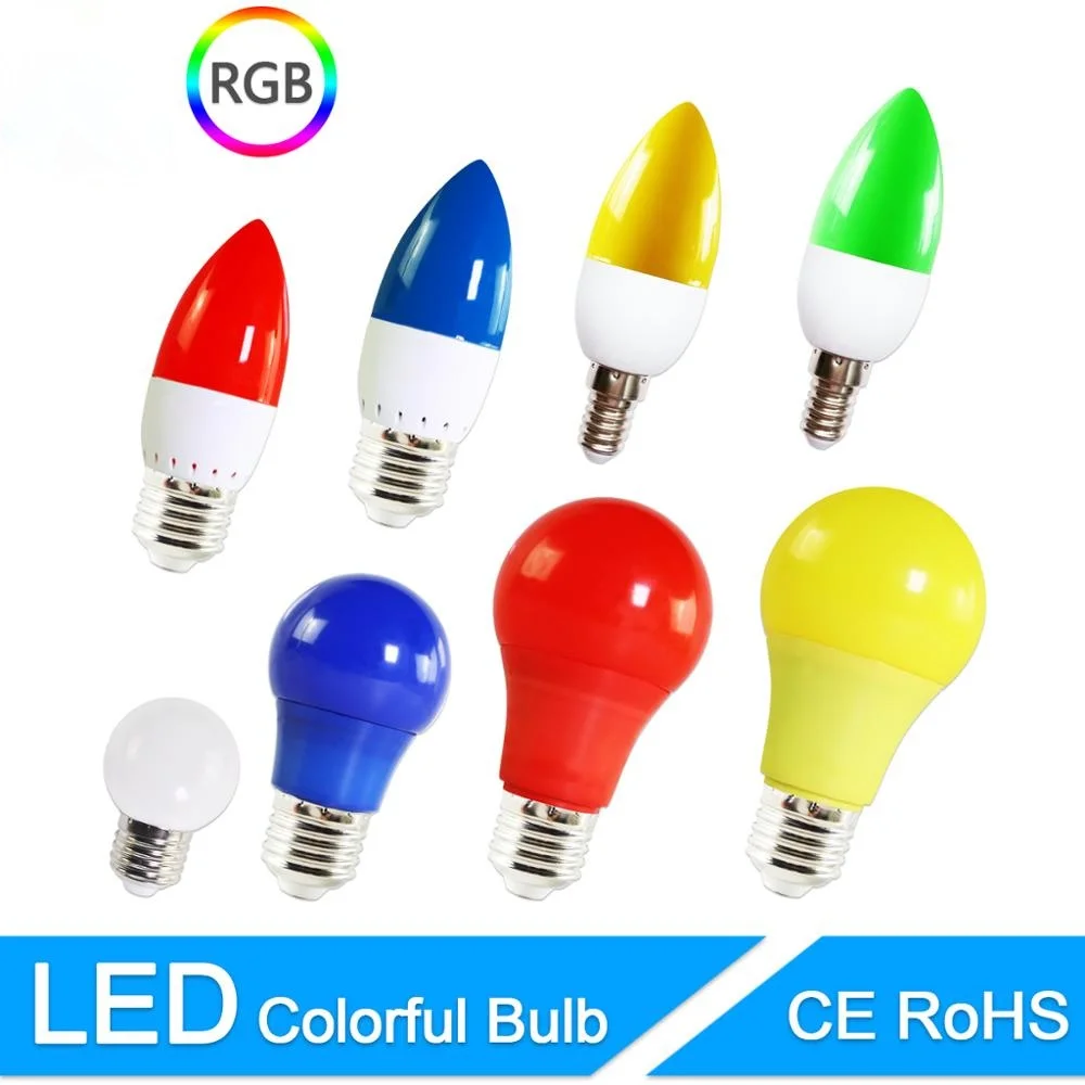 

LED Lamp E27 E14 3W 5W 7W RGB Led Bulb A60 A50 G45 C35 Led candle Light Colorful SMD 2835 AC 220V 240V Flashlight Globe Bulb