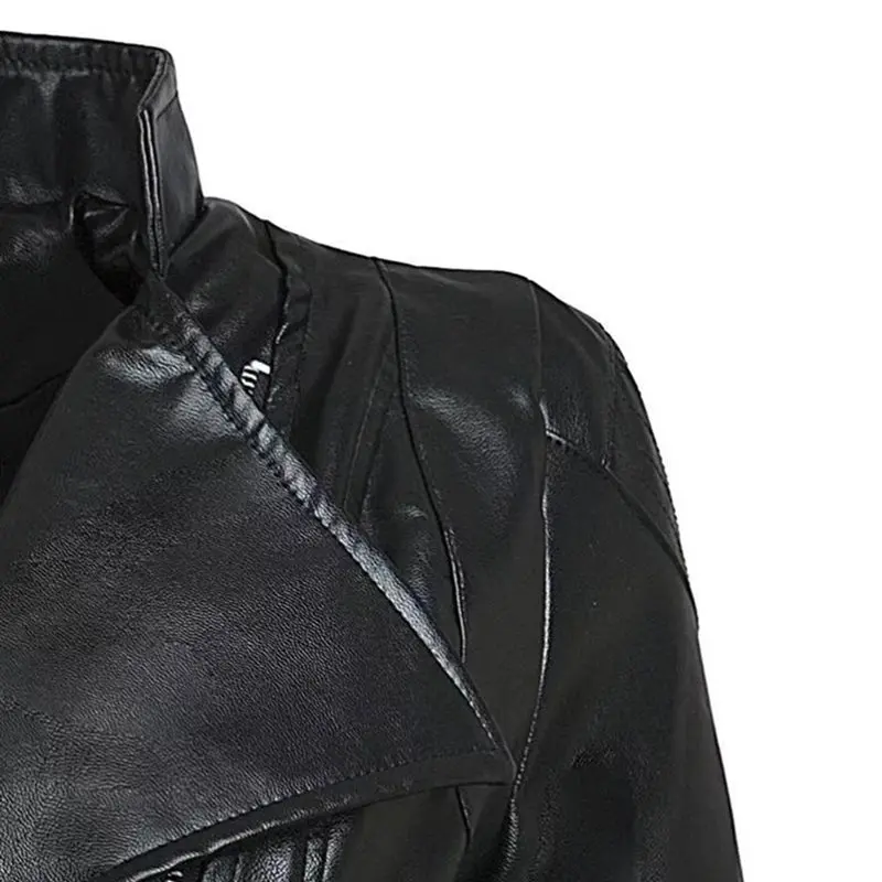 Plus Size 3XL Women Winter Gothic Black Faux Leather Jackets Zipper Basic Coat Turn-down Collar Vintage Motorcycle Outerwear | Женская