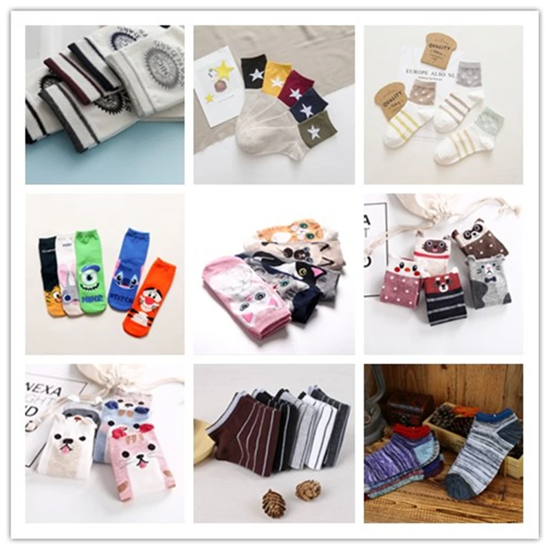 

New Random 5/10 pairs Fruit anime Comfortable Cotton Sock Slippers Socks Fashion Simulation Printed Ankle Socks