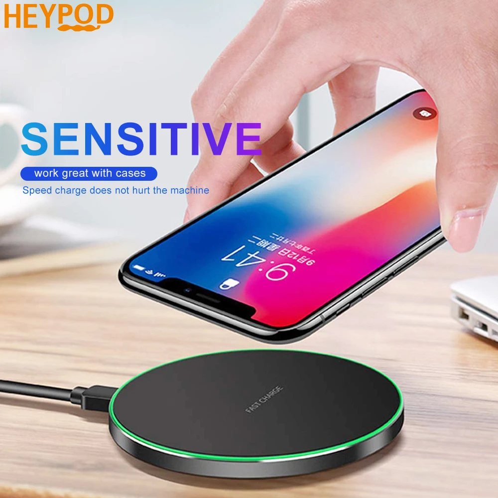 Беспроводное зарядное устройство HEYPOD 10 Вт Qi для iPhone 11 Pro XS Max XR X 8 Plus usb samsung S7 S9 S8