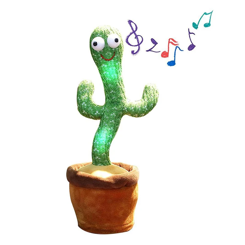 Cactus de peluche eléctrico para cantar, 120 canciones, bailar y torsión, Cactus luminoso, grabación, aprender a hablar, torsión, juguete de felpa