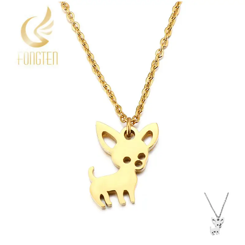 

S Gold Stainless Steel Necklace For Women Simple Lovely Kitten Pendant Necklace