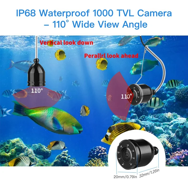 PPYY новая-20 м подводная камера HD 1000TVL 8 шт. светодиоды рыболокатор 4 3 дюймов