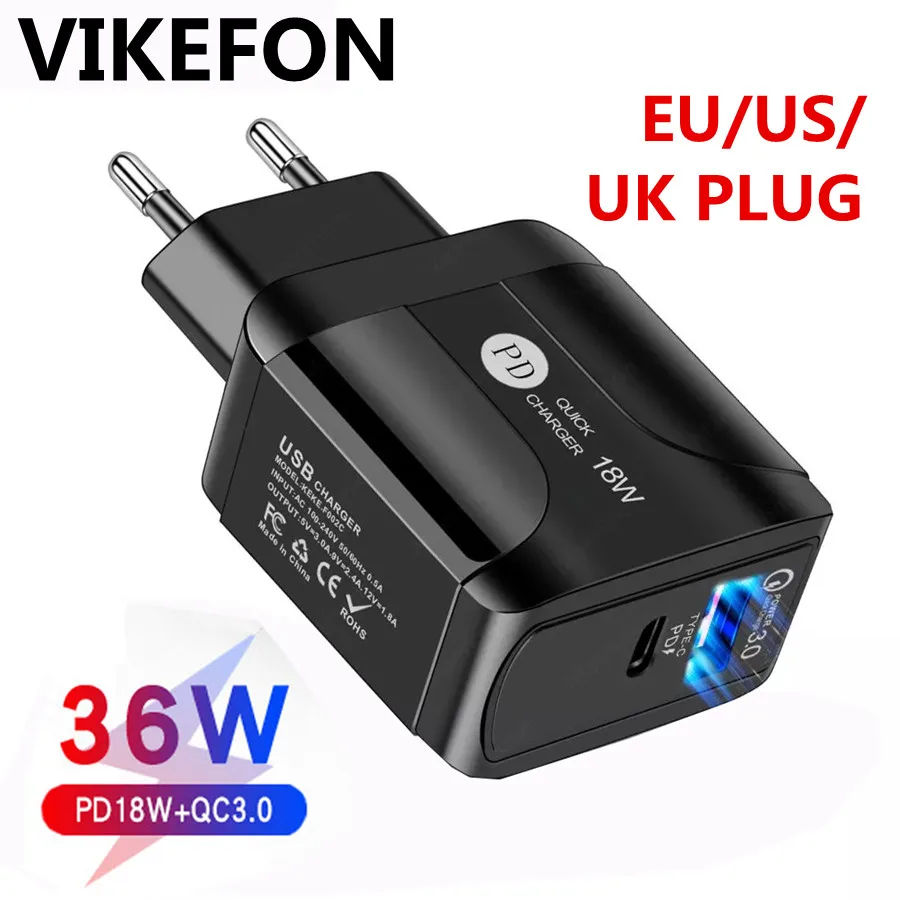 36 Вт Быстрая зарядка USB зарядное устройство мини Quick Charge 3 0 Тип C PD для быстрого