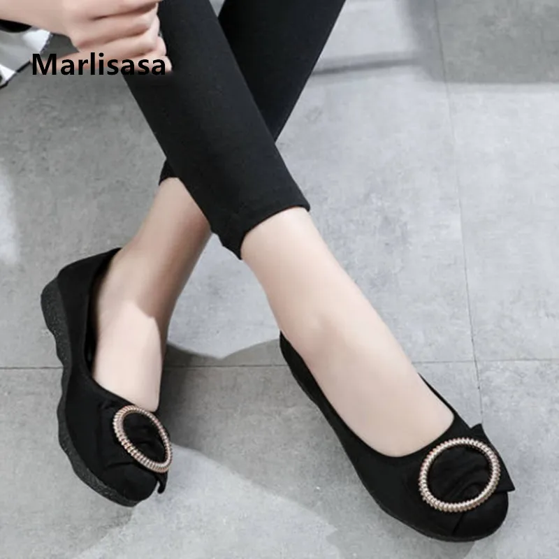 

Marlisasa Sapatilha Feminina Women Fashion Round Toe Black Spring Slip on Flat Shoes Ladies Casual Summer Comfy Shoes F5708