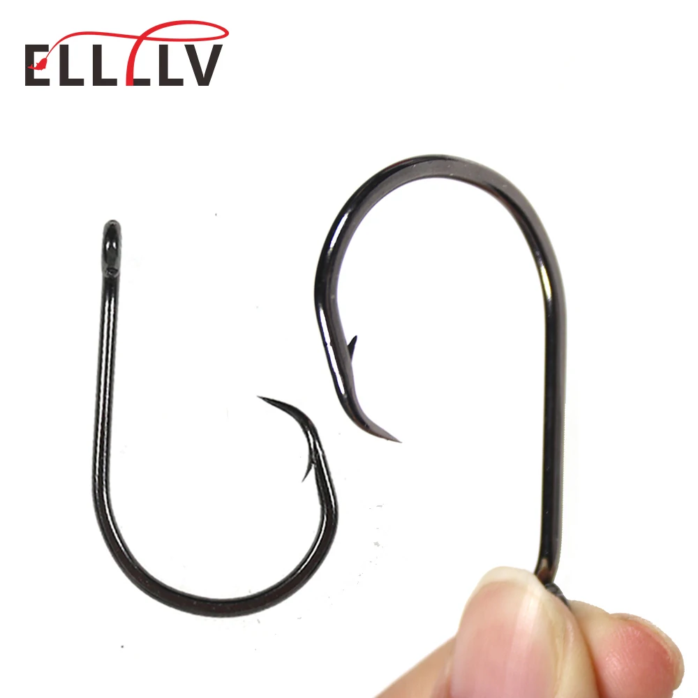 Elllv 20 шт. встроенный круглый крючок из высокоуглеродистой стали черный никелевый