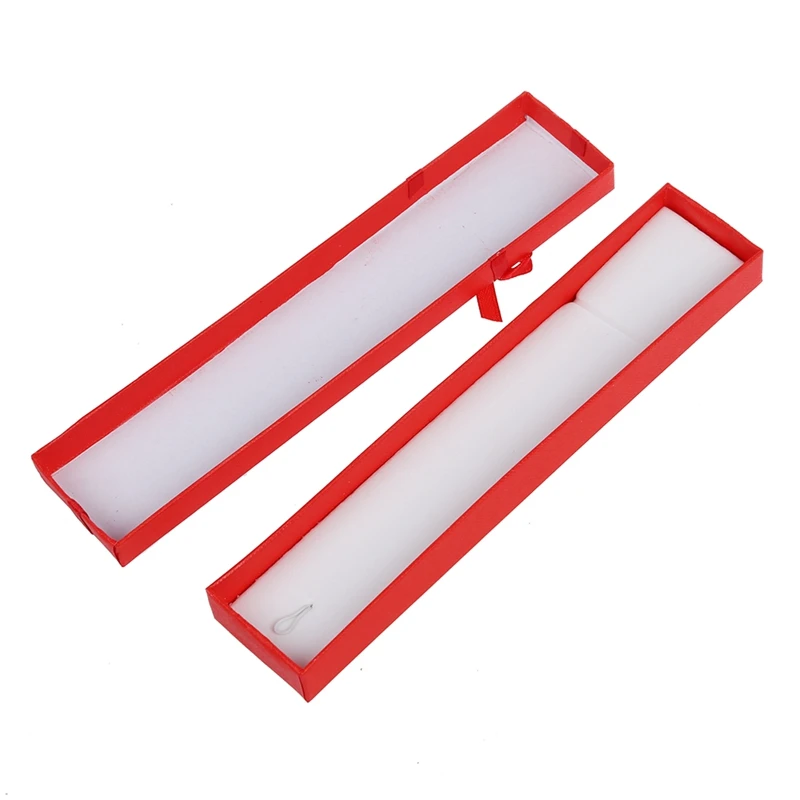 

24 Pcs Long Luxury Card Gift Boxes Watch Display Box for Pendant, 12 Pcs Red & 12 Pcs Pink