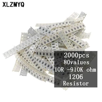 2000pcs 1206 smd resistor kit assorted set 10r 910k ohm 5 smd resistors 1k 10k 100k 2k 200k 680k 2 247686804701003 3 ohm