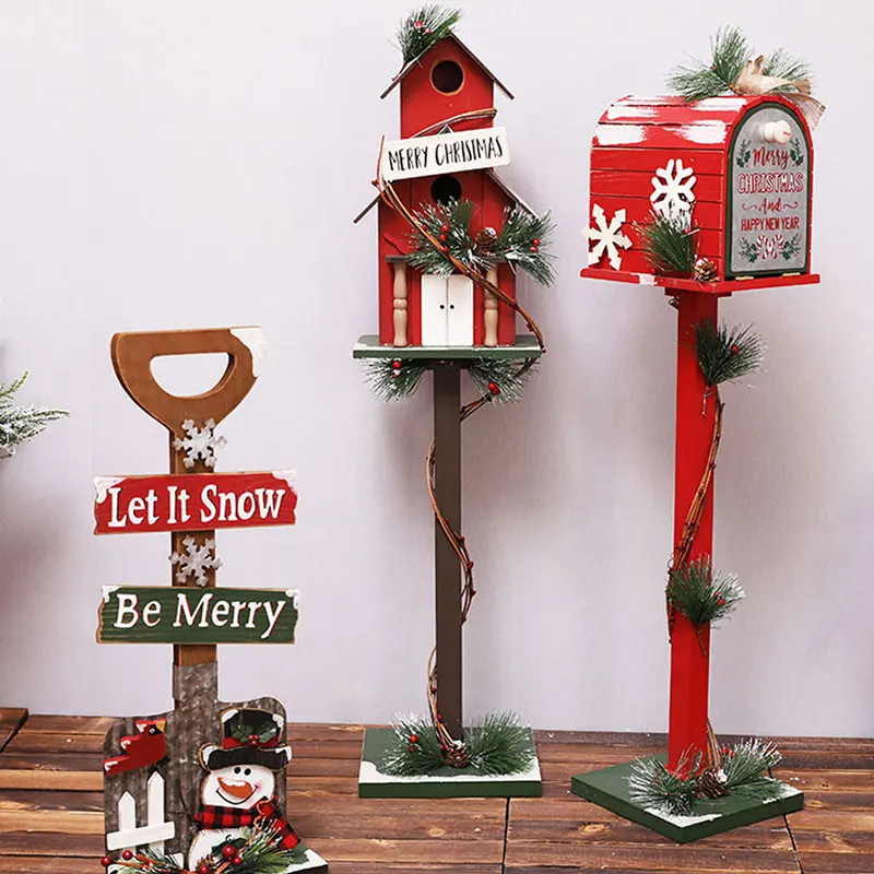 

Рождественский Декор, почтовый ящик для дома, на улице, деревянное украшение для рождественской вечеринки, ручная работа, деревянный почтов...