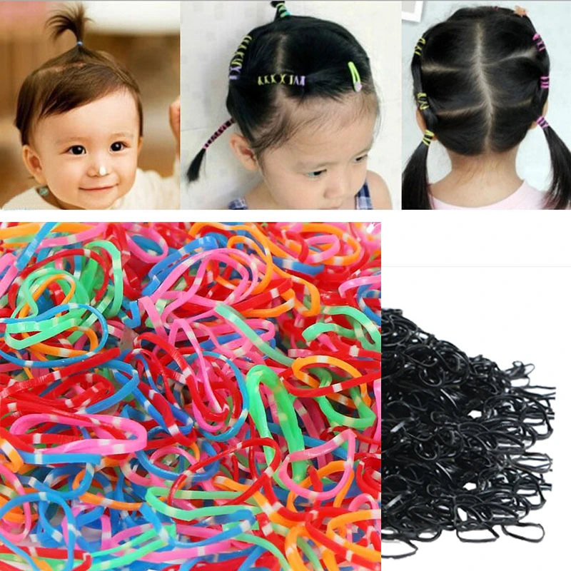 200/1000 шт милые цветные кольца для девочек Одноразовые эластичные резинки волос