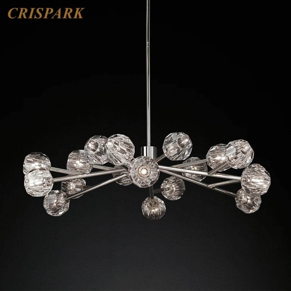 

Modern Crystal Ball 48" Chandelier Light LED G9 Classic Round Cristal Hanging Lamp Indoor Light Fixture for Living Room Bedroom