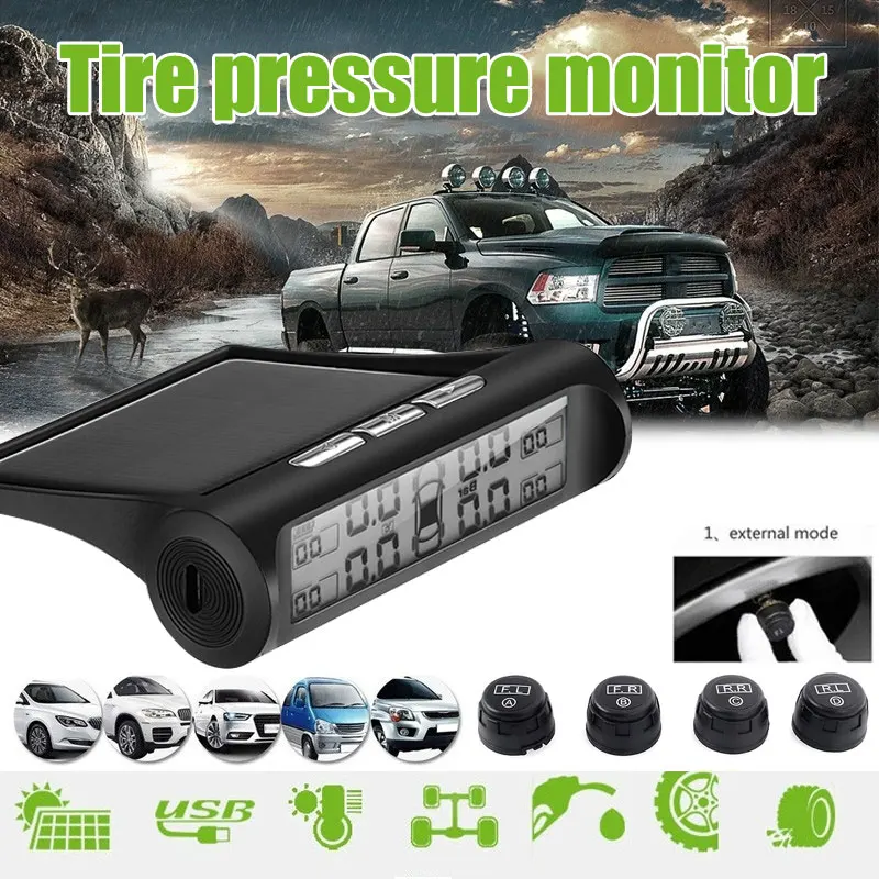 Автомобильная TPMS USB-сигнализация умная с ЖК-дисплеем солнечная энергия