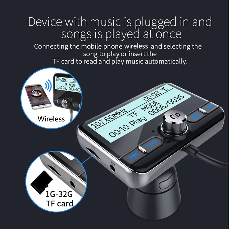 Цифровой автомобильный радиопередатчик JaJaBor QC3.0 FM-передатчик Bluetooth комплект