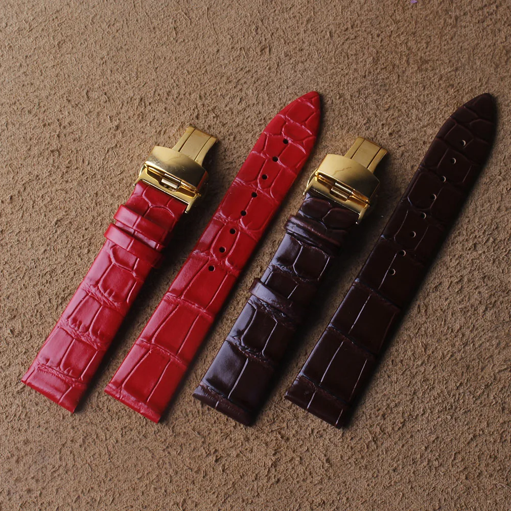 

High Quality Genuine Leather Watch Band Straps 14mm 16mm 18mm 20mm 22mm Black Brown Red Blue Watchband for Men Watch Accessories