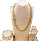 Цепочка мужская из кубинской панцирной цепи Майами с кристаллами, 13 мм