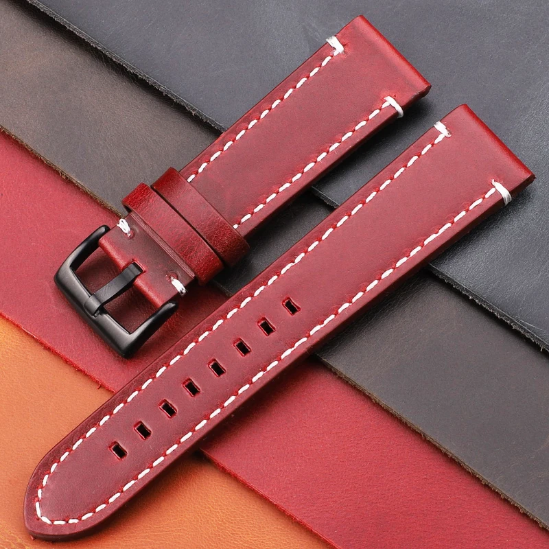 Genuine Leather Watchbands 18mm 20mm 22mm 24mm Black Dark Brown Women Men Cowhide Watch Band Strap Belt With Buckle Genuine Leather Watchbands 18mm 20mm 22mm 24mm Black Dark Brown Women Men Cowhide Watch Band Strap Belt With Buckle