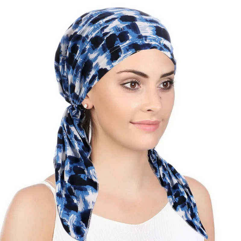 Новый мусульманских женщин Мягкий тюрбан шляпа с готовым узелком Галстуки