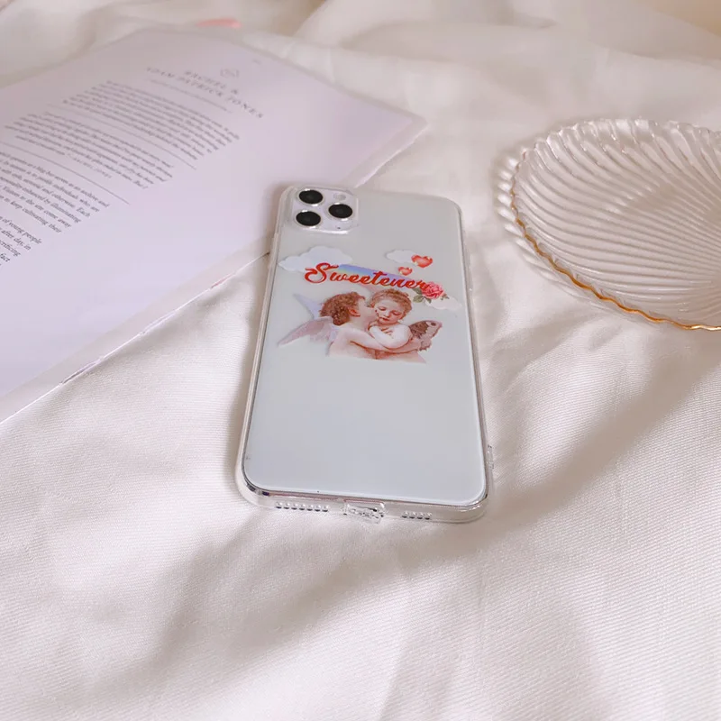 

Transparent retro angel silicone phone case for iPhone11 12Pro Max mini X XR XS XSMax 8 7PluS anti-drop protective back cover