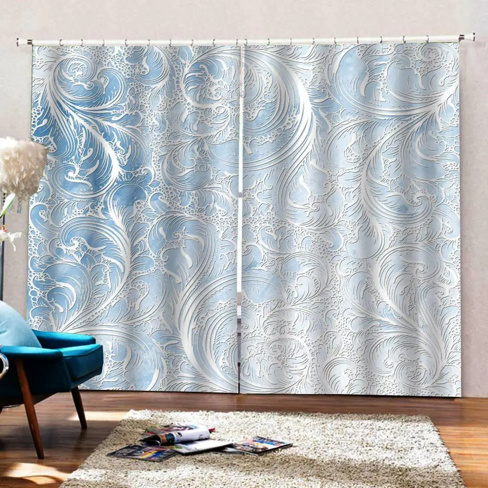 Шторы на заказ с 3d тиснением Европейский узор гипсовая линия резные шторы окна