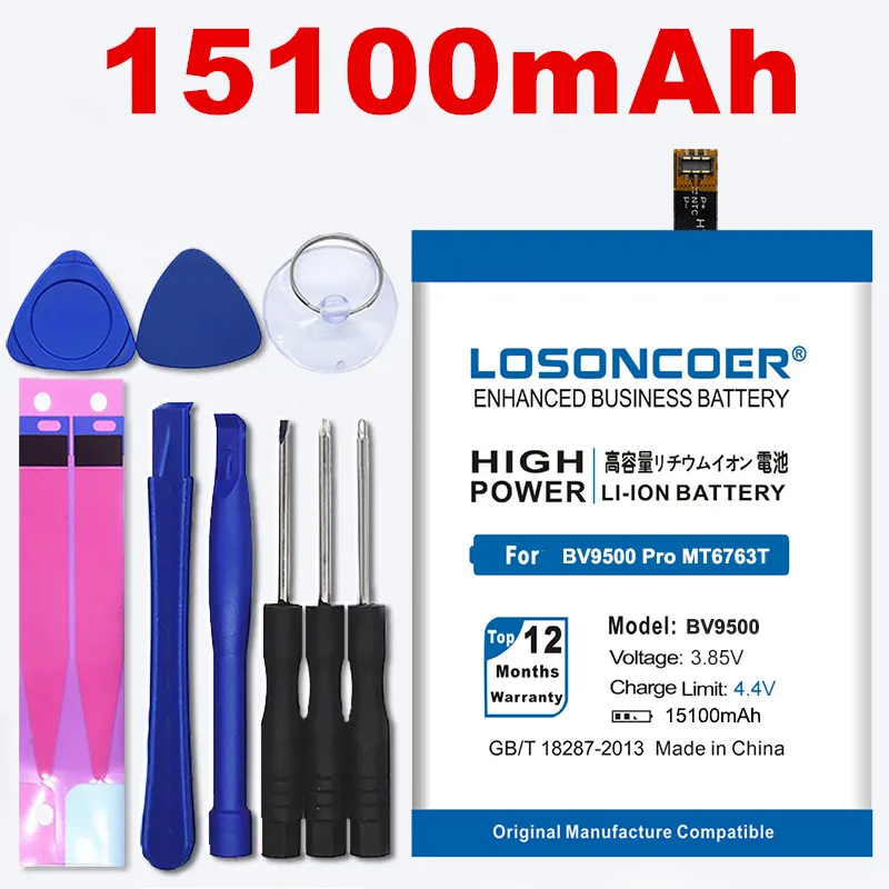 Аккумулятор LOSONCOER BV9500 100% оригинальный аккумулятор 15100 мАч для Blackview Pro MT6763T 536380 +