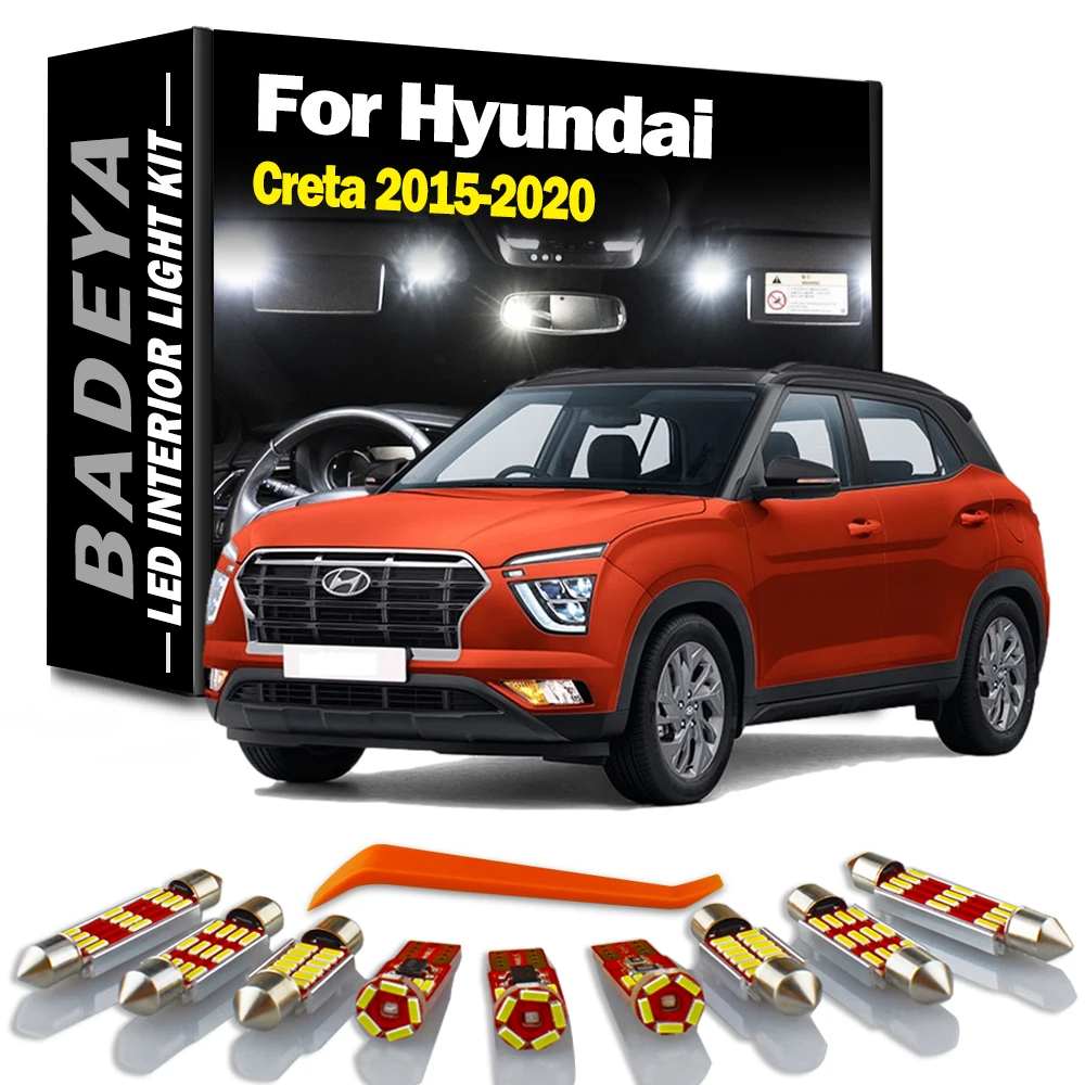 

BADEYA 11Pcs Canbus LED Interior Light Kit For Hyundai Creta 2015 2016 2017 2018 2019 2020 Dome Map Trunk Reading Lamp Car Bulbs