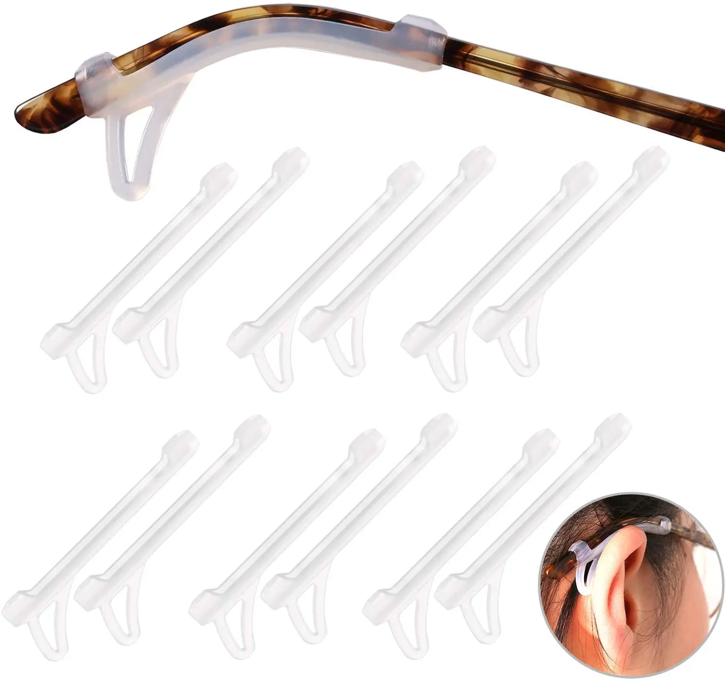 Заушники для очков противоскользящие силиконовые солнцезащитных дужек черные