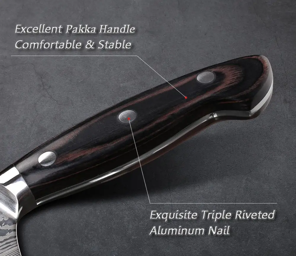 5 Inch Utility Knife Laser Damascus Pattern Multi-purpose Kitchen Super Sharp Fruit Paring Knives With Pakkawood Handle | Дом и сад