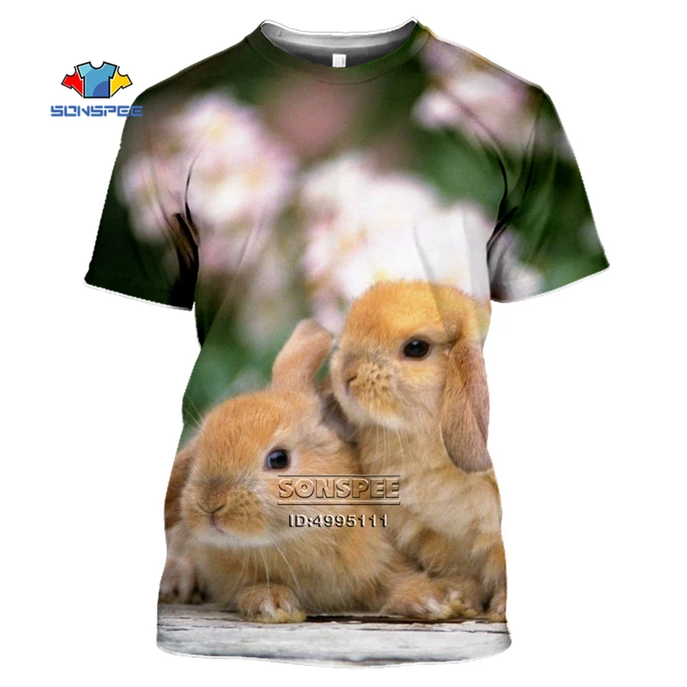 

SONSPEE 3D Printing Funny Rabbit T-shirt Summer Men's Women's Fashion Harajuku Round Neck Pullover Sweatshirt Casual Cute Carrot