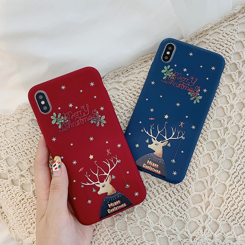Чехол для телефона с изображением рождественского оленя iPhone 11 Pro MAX X XS XR 7 8 6 6S Plus