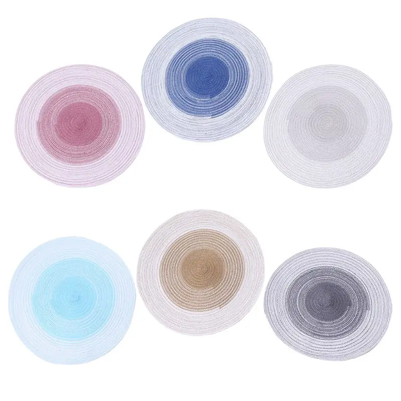 

14 дюймов в скандинавском стиле, круглая хлопчатобумажная пряжа, тканые салфетки, градиентный Плетеный Впитывающий Коврик для стола, подста...